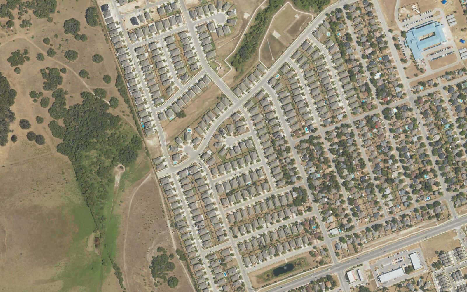 Vista aérea de Hawkes Landing, Leander